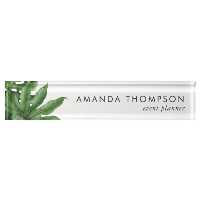 Tropical Greenery Foliage Desk Name Plate (Front)