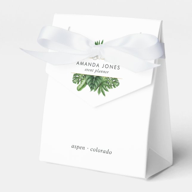 Tropical Greenery Foliage Favor Boxes (Front Side)