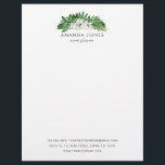 Tropical Greenery Foliage Letterhead<br><div class="desc">Trendy sage green and white watercolor tropical leaves letterhead.</div>