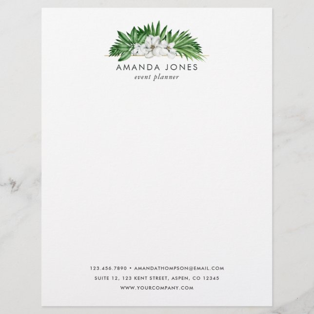 Tropical Greenery Foliage Letterhead (Front)