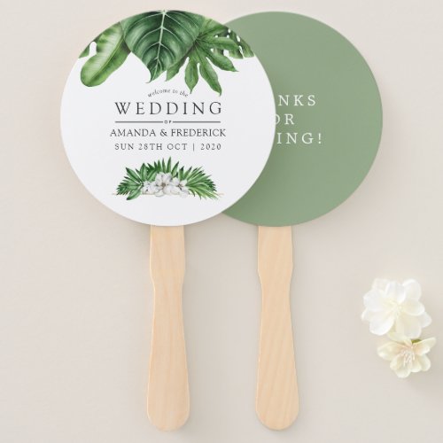 Tropical Greenery Foliage Wedding Favor Hand Fan