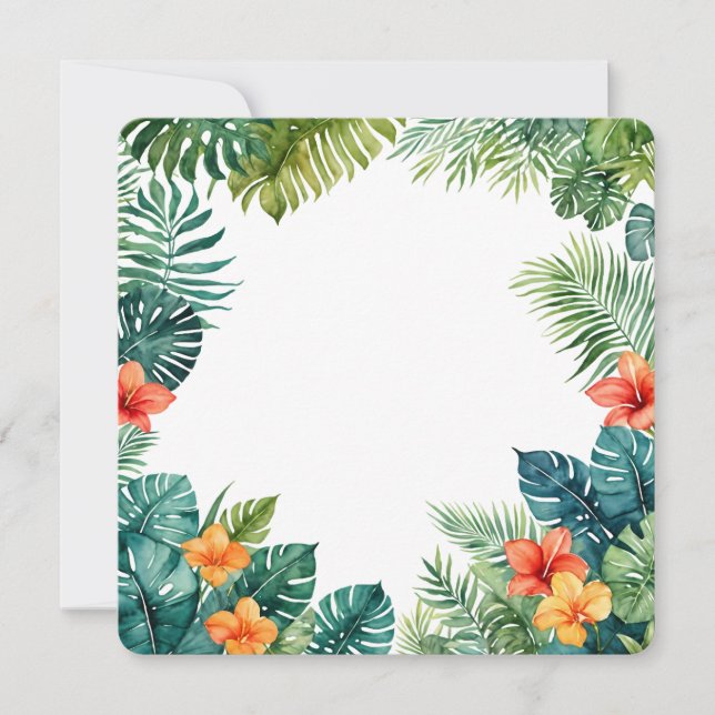 Tropical Greenery Frame PNG Botanical Background Invitation (Front)