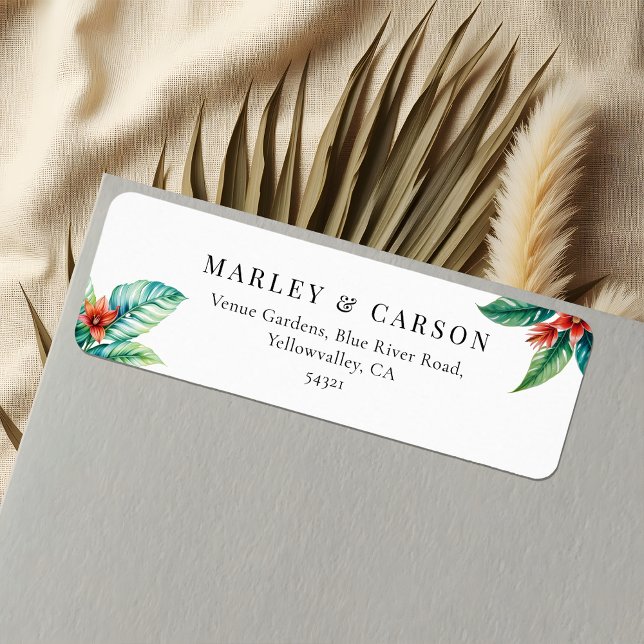 Tropical Greenery Garden Wedding Return Address Label (Creator Uploaded)