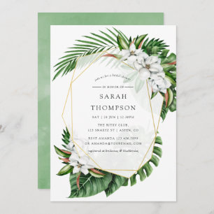 Tropical Greenery Geometric Bridal Shower Invite