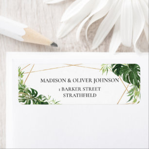 Tropical Greenery Geometric Return Address Label