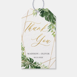 Tropical Greenery Gold Geometric Favor Thank You Gift Tags