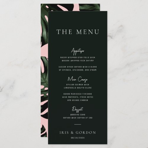 Tropical Greenery Green Destination Wedding Menu