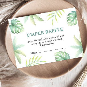 Tropical Greenery Green Diaper Raffle Baby Shower Enclosure Card