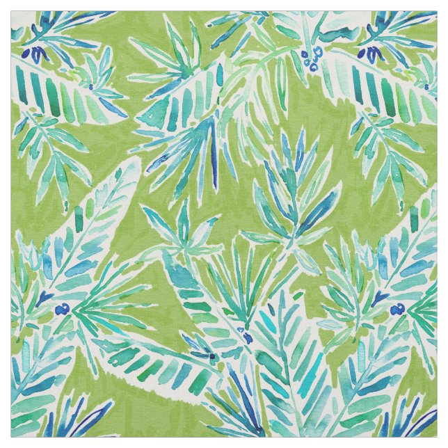 TROPICAL GREENERY Green Palm Banana Leaf Jungle Fabric (Swatch)