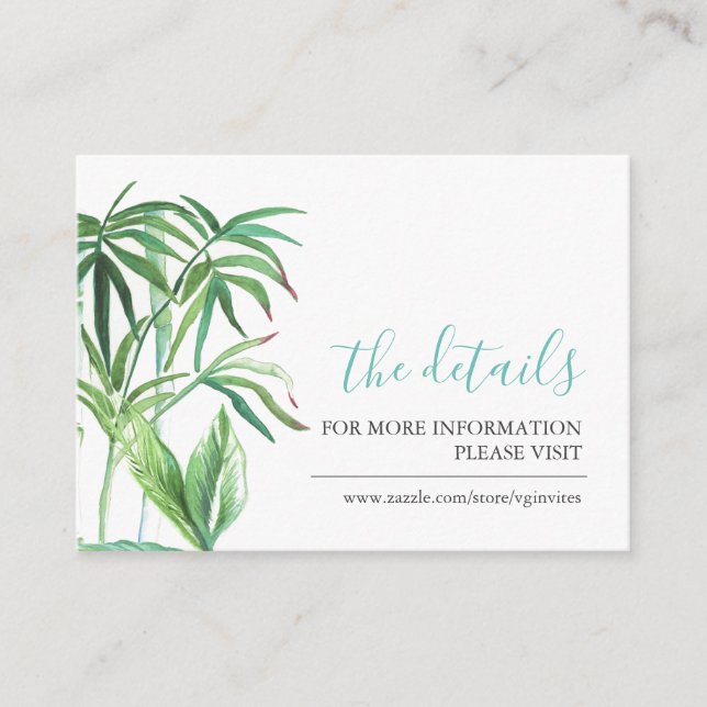 Tropical Greenery Guest Details Insert (Front)
