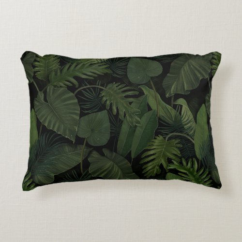 Tropical Greenery Hand_Drawn Botanical Vintage Accent Pillow