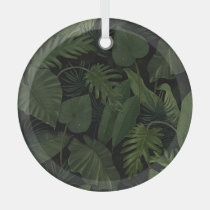 Tropical Greenery: Hand-Drawn Botanical Vintage Glass Ornament