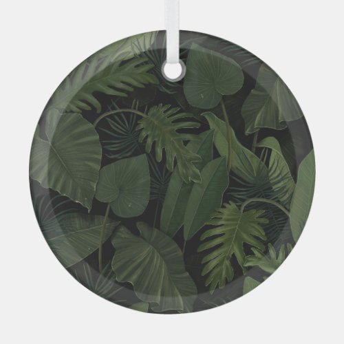 Tropical Greenery Hand_Drawn Botanical Vintage Glass Ornament