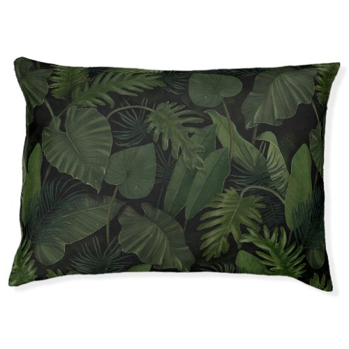 Tropical Greenery Hand_Drawn Botanical Vintage Pet Bed