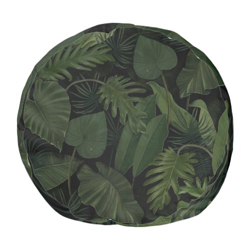 Tropical Greenery Hand_Drawn Botanical Vintage Pouf