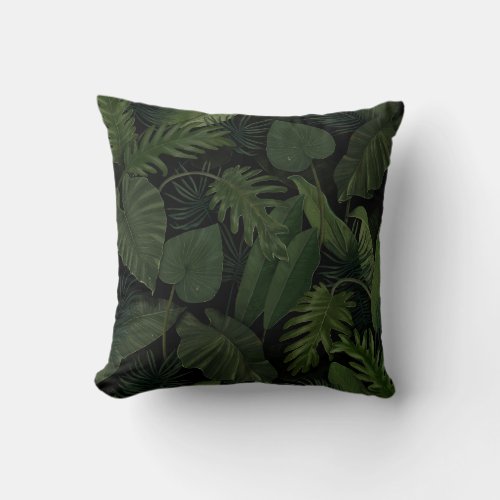 Tropical Greenery Hand_Drawn Botanical Vintage Throw Pillow