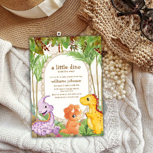Tropical Greenery Jungle Dinosaur Baby Shower Invitation