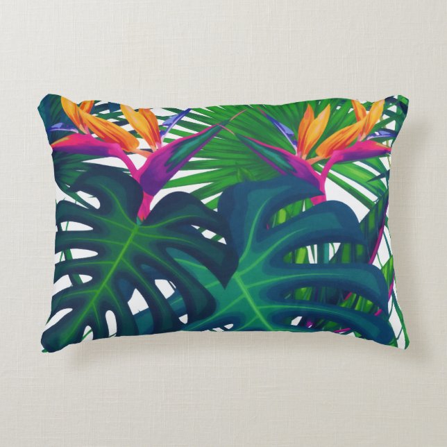 Tropical Greenery Jungle Leaves Paradise  Accent Pillow (Front)