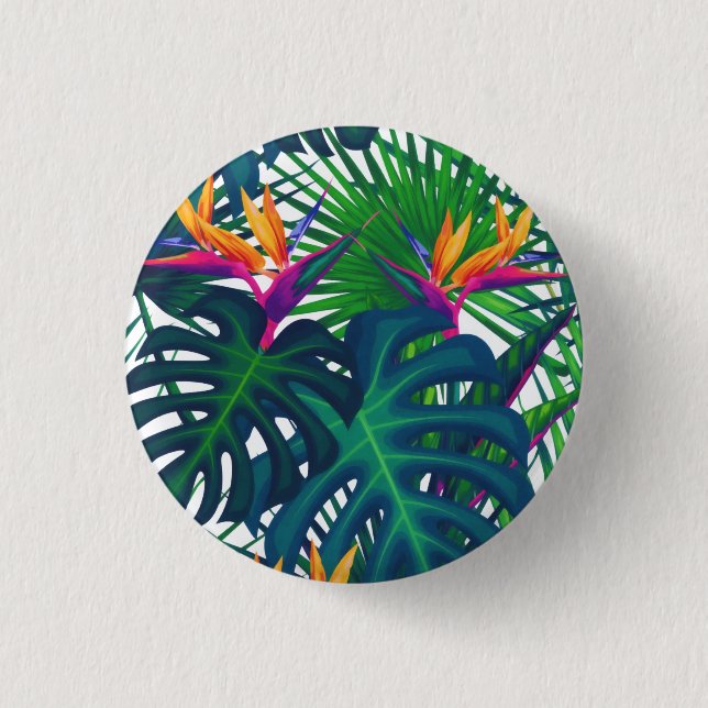 Tropical Greenery Jungle Leaves Paradise  Button (Front)