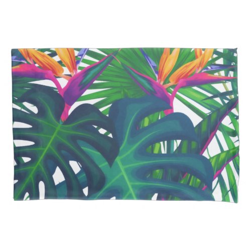 Tropical Greenery Jungle Leaves Paradise  Pillow Case