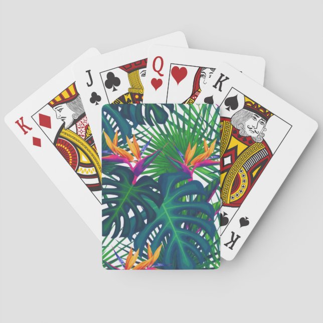 Tropical Greenery Jungle Leaves Paradise  Poker Cards (Back)