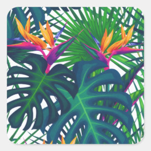 Tropical Greenery Jungle Leaves Paradise Square Sticker