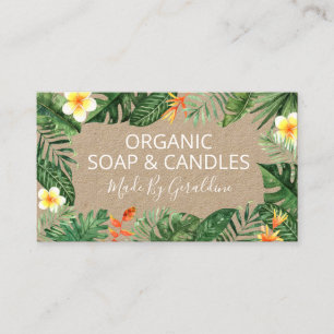 Tropical Greenery Kraft Handmade Soap And Candles Business Card