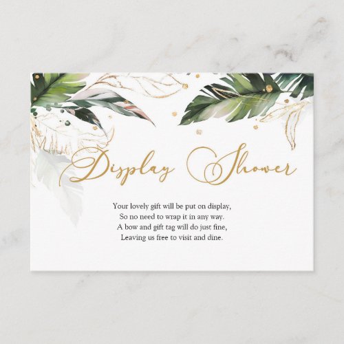 Tropical greenery leaves gold Display Shower Enclosure Card