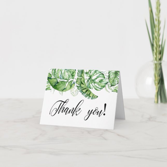 Tropical Greenery  Letterpress Thank You Card (Front)