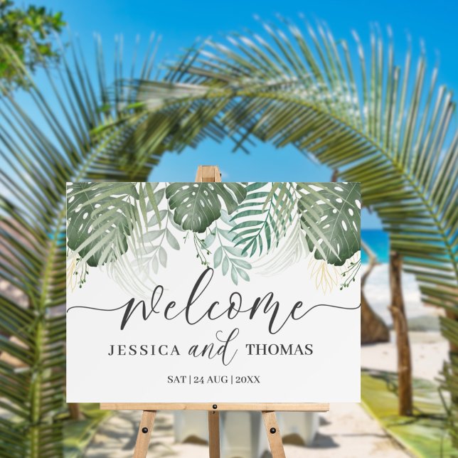  Tropical Greenery Monstera Calligraphy Wedding  Foam Board (Creator Uploaded)