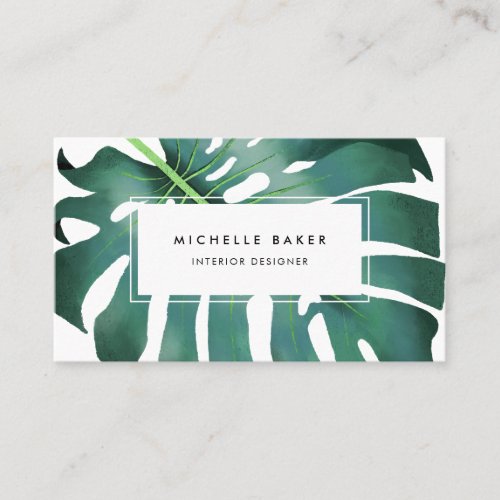 Tropical Greenery Monstera Leaf Business Card