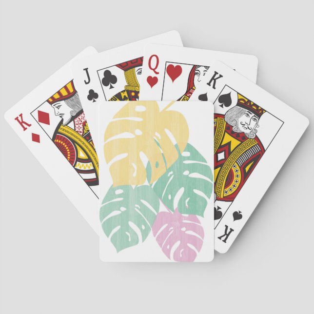 Tropical Greenery - Monstera Leaves Poker Cards (Back)