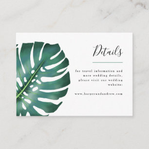 Tropical Greenery Monstera Wedding Details Enclosure Card