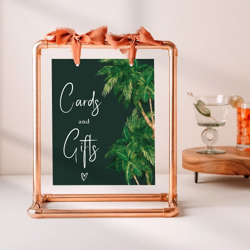 Tropical greenery palm bridal shower sign