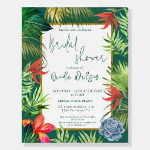 Tropical greenery palm gold script bridal shower foam board
