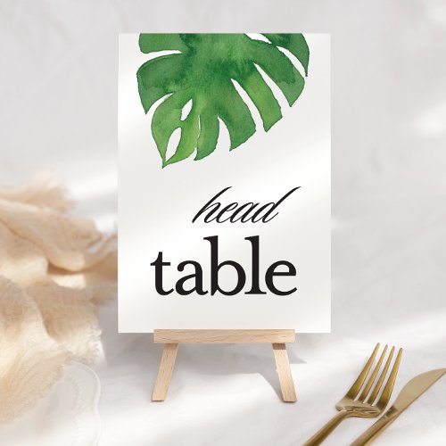 Tropical Greenery Palm Head Table Table Number