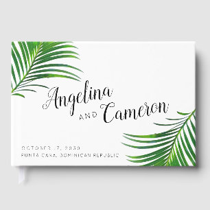 Tropical Greenery Palm Leaves Beach Wedding Guest Book