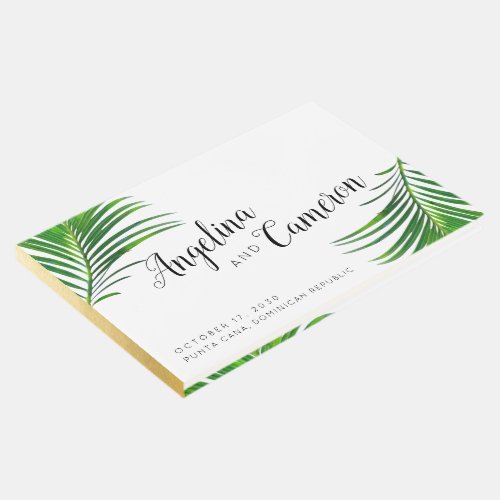 Tropical Greenery Palm Leaves Beach Wedding Guest Book