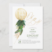 Tropical Greenery Palm Leaves Gold Balloon Oh Baby Invitation (Front)