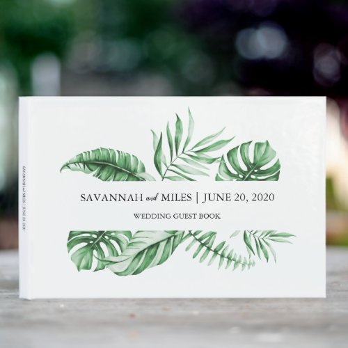 Tropical Greenery Palm Wedding Guest Book