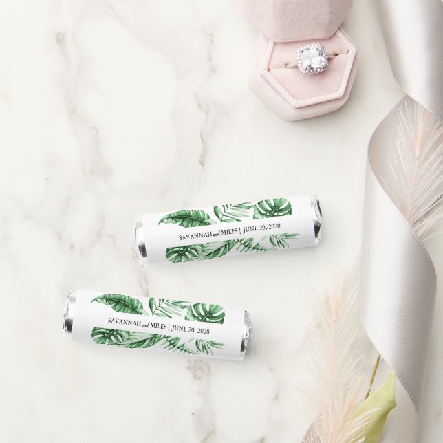 Tropical Greenery Palm Wedding Monogram Breath Savers® Mints (Wedding)
