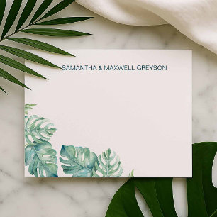 Tropical Greenery Personalized Stationery Note Card