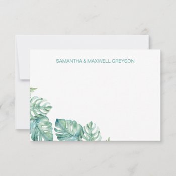 Tropical Greenery Personalized Stationery Note Card by VGInvites at Zazzle