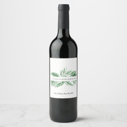 Tropical Greenery Personalized Wine Label