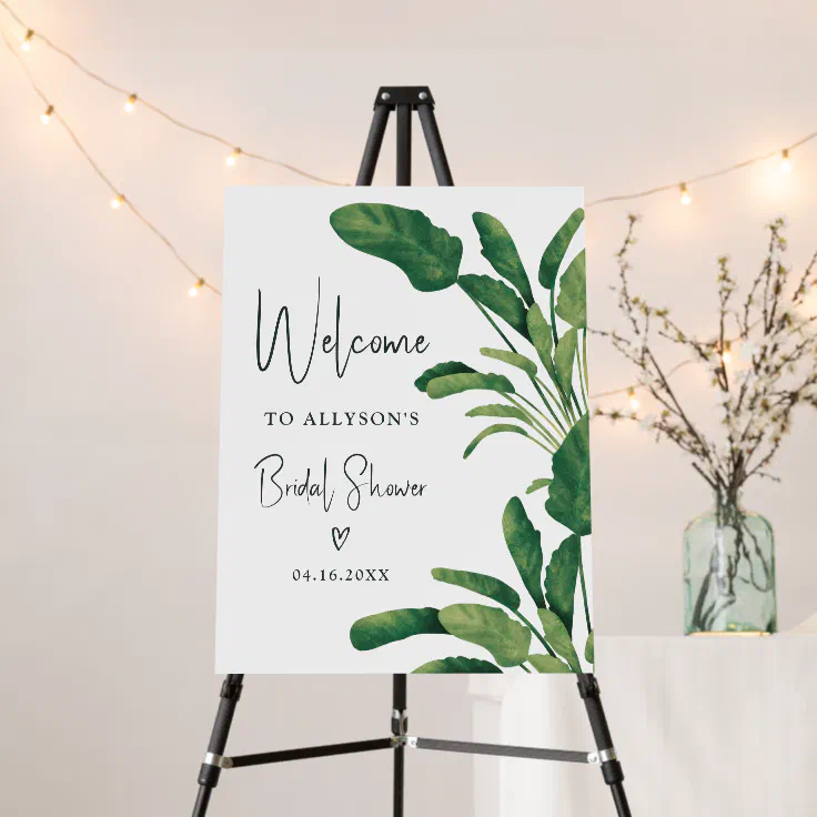 Tropical greenery plant bridal shower foam board Zazzle