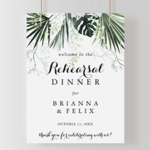 Tropical Greenery Rehearsal Dinner Welcome Sign