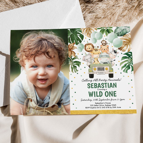 Tropical Greenery Safari Animals Wild One Birthday
