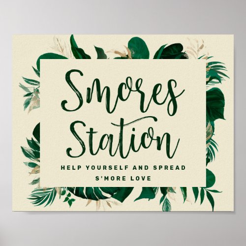 Tropical Greenery Smores Station Wedding Sign