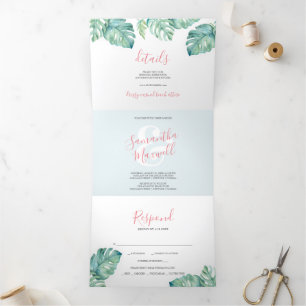 Tropical Greenery Trifold Wedding Invitation
