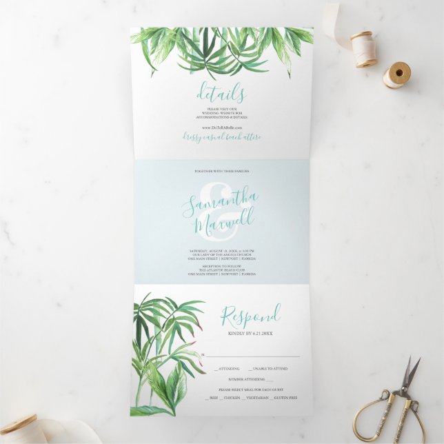 Tropical Greenery Trifold Wedding Invitation (Inside)